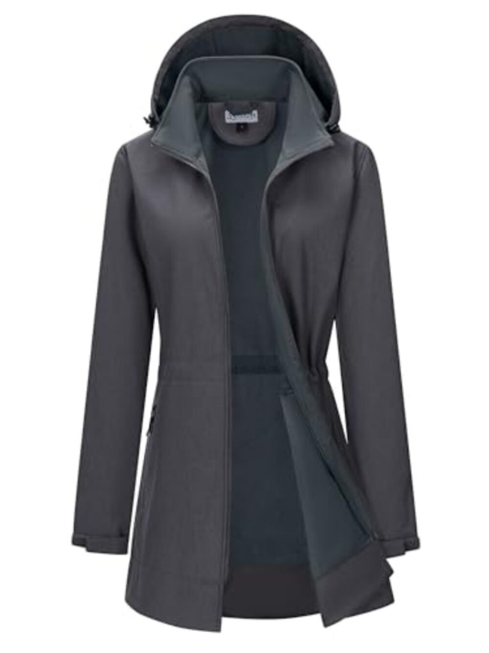 Women's Waterproof Softshell Long Rain Jacket with Hood Fleece Lined Windproof